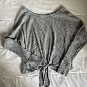 Abercrombie & Fitch Gray Ribbed Knit Top